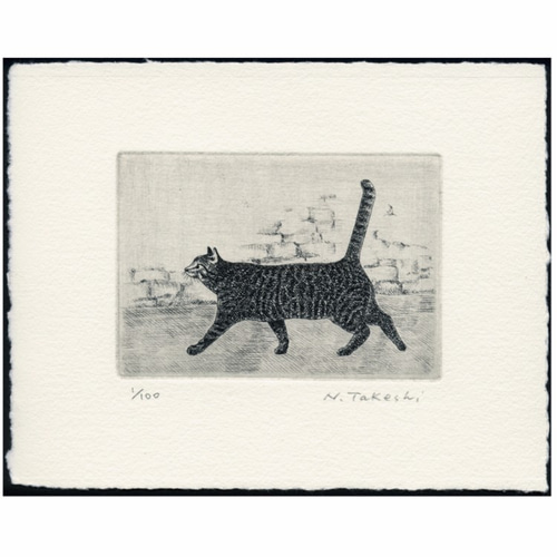 横向きの猫・2015 / 銅版画 (作品のみ） 版画 Atelie Gray 通販