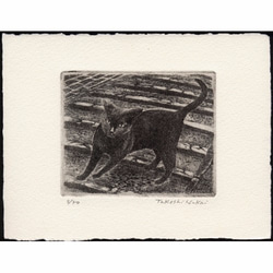坂道の黒い猫 / 銅版画 (作品のみ） 1枚目の画像