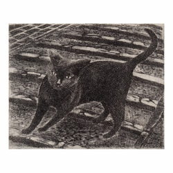 坂道の黒い猫 / 銅版画 (作品のみ） 2枚目の画像