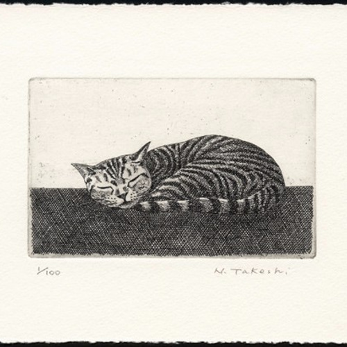 お昼寝の猫 / 銅版画 (額あり） 版画 Atelie Gray 通販 3649488
