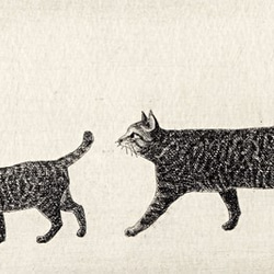 お散歩・二匹の猫/ 銅版画 (作品のみ） 2枚目の画像