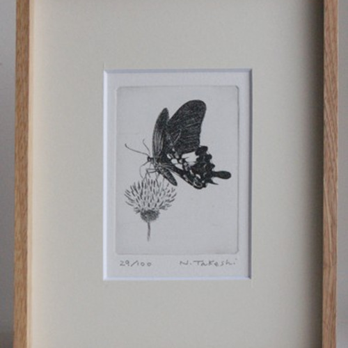 蝶とアザミ / 銅版画 (額あり） 版画 Atelie Gray 通販 4639260