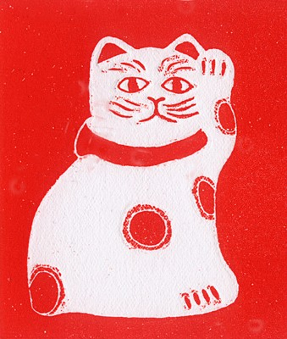 招き猫・2017C/銅版画 (額あり） 4枚目の画像