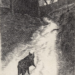 どこへ行くの （ 猫の散歩 ）/ 銅版画 (額あり） 4枚目の画像