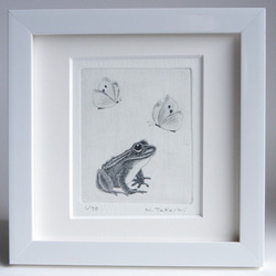 蝶と蛙 / 銅版画 (額あり） 1枚目の画像