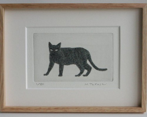 猫の額付き銅版画titleアマテラス