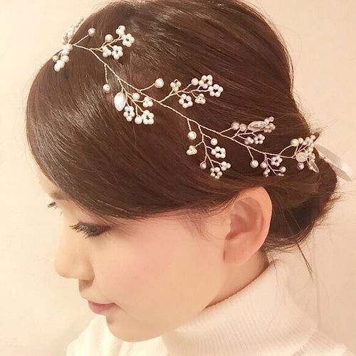 ワイヤーとパールのヘッドドレス ヘッドドレス(ウェディング ワイヤーとパールのヘッドドレス ヘッドドレス(ウェディング
