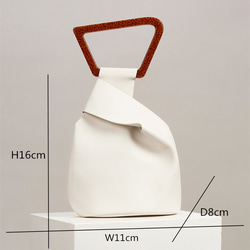 GARREL ホワイトPUレザー芸術的デザインバッグ　 3枚目の画像