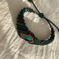 Phoenix stone bracelet ,earrings (天然石 マクラメ ブレスレットイヤリング セット） 4枚目の画像