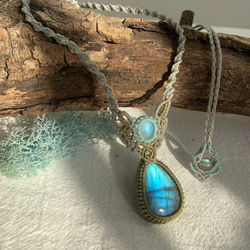 フランスで人気！天然石ALOHAミディアムネックレス Labradorite Labradorite stone necklace (天然石 マクラメ ネックレス