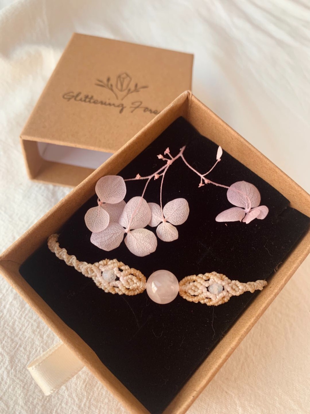 ローズクォーツ　マクラメ　ブレスレット