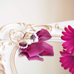 ～purple flower～　紫シルクリボンのコサージュ＊スカーフピン 4枚目の画像
