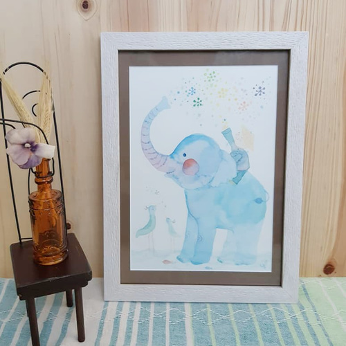 水彩画　イラスト　アート　原画　私が守りたいもの 水彩画（原画）花とハムスター 絵画 Kaji yoco 通販 17490362