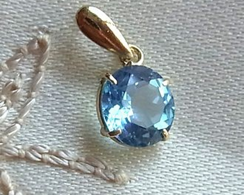 K18YG*7.0ミリ天然スイスブルートパーズペンダントトップ ペンダント