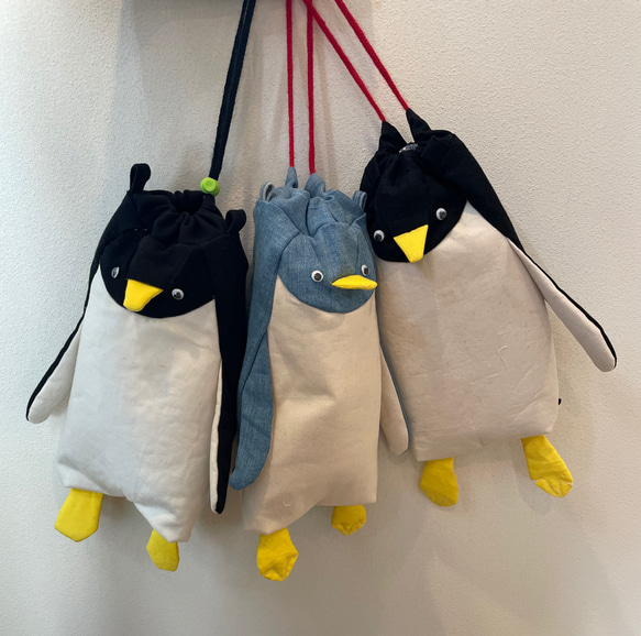 気まぐれsale ペンギン着　ペンギン巾着　巾着　ペットボトルケース　ペンケース 7枚目の画像