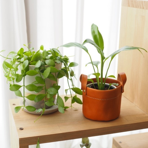 【美品】観葉植物 プランターカバー レザー 鉢カバー ミニ プランターカバー 小物ケース 観葉植物 花
