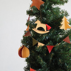 レザーオーナメント 木馬 ヌメ革 手縫い クリスマス 革雑貨　40111 6枚目の画像