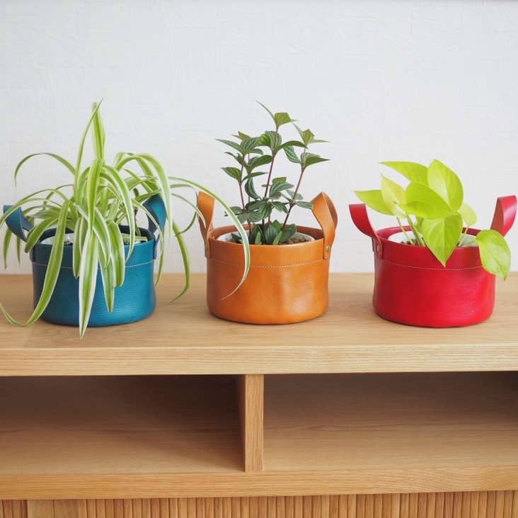 レザーポット　鉢カバー　グレー　38 観葉植物用 グレーの鉢カバー・植木鉢 | 観葉植物の鉢ならHitoHana