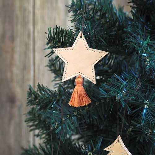 クリスマス オーナメント レザー タッセル 本革 40112 モビール