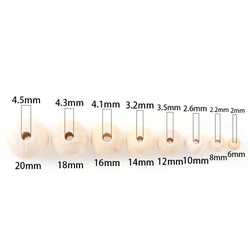 10mm 30個 ナチュラル ウッドビーズ 丸 穴2.5~3mm 木目 天然 木製 2枚目の画像