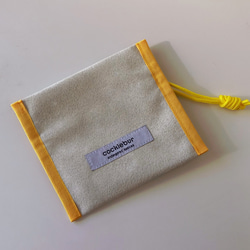 pouch-A 《【yellow】》お菓子の袋のような革ポーチ　黄 5枚目の画像