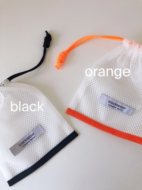 pouch-B/W《【orange】》中身が透けてかわいい巾着　オレンジ　ポーチ 7枚目の画像