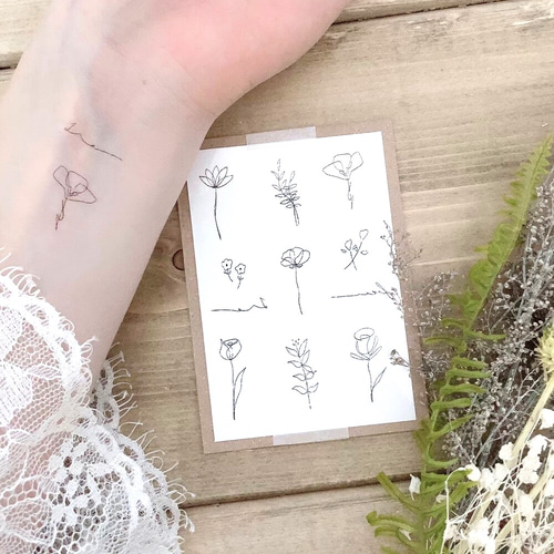 ゆるいデザインのお花と植物のタトゥーシール その他アクセサリー coni 