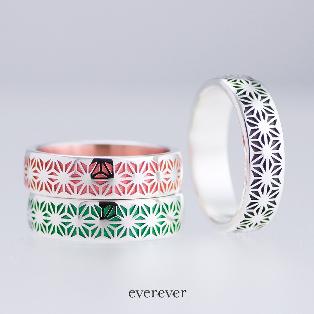 麻の葉（あさのは）-彫り- リング