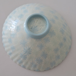 【花皿】　パスタ皿　練り込み　輪花皿　２１cm（マリンブルー） 3枚目の画像