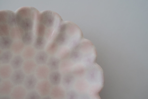 【花プレート】　練り込み　輪花皿　１８.５cm（ピンク×パープル）c 4枚目の画像
