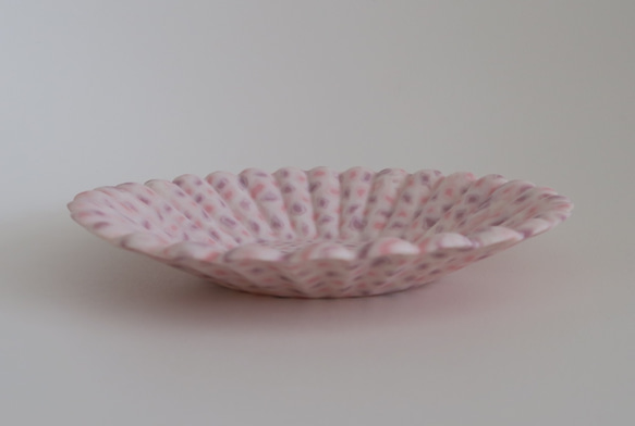取り皿　練込輪花皿　１4.５cm（ピンク×パープル） 1枚目の画像