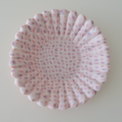 取り皿　練込輪花皿　１4.５cm（ピンク×パープル） 2枚目の画像
