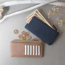 薄くてコンパクトな長財布/フラグメントケース：アイボリー 2枚目の画像