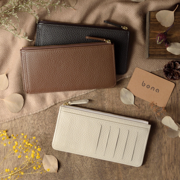 お札を折らないフラグメントケース/コンパクト長財布 イタリアンレザー