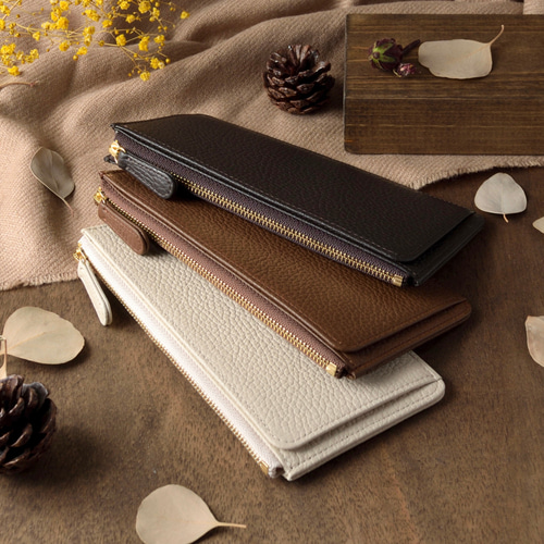 お札を折らないフラグメントケース/コンパクト長財布 イタリアンレザー