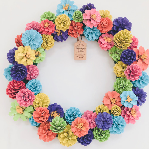 カラフルまつぼっくりの鮮やかリース リース Nature's bounty 通販