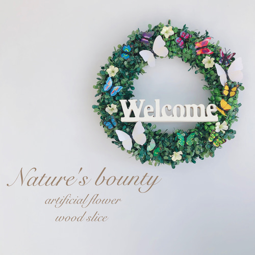 玄関リース♡ダリア＆ヤグルマソウのデュエット Sould out【春夏2021新作】再販 蝶々達の鮮やかリース 母の日ギフト