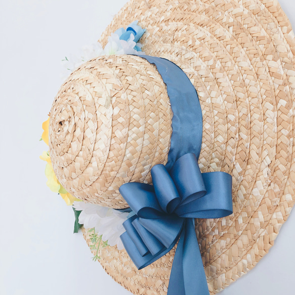 【特集記載】夏の爽やか麦わら帽子リース　サマーリース 3枚目の画像