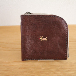 [新]栃木皮革手工縫製的半錢包（深棕色） 第1張的照片