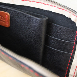 タンニンなめし 手縫いのスリムな財布　（黒） 2枚目の画像