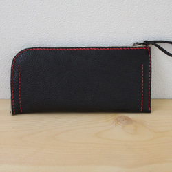 タンニンなめし 手縫いのスリムな財布　（黒） 3枚目の画像
