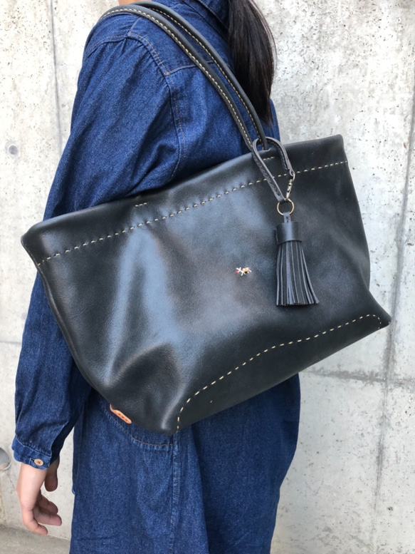 【期間限定送料無料】レザー 手縫い coto tote 〔モカグレー〕 6枚目の画像