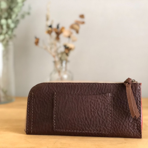 栃木レザー 手縫いのスリムな財布 （ダークブラウン） その他ミニ財布  