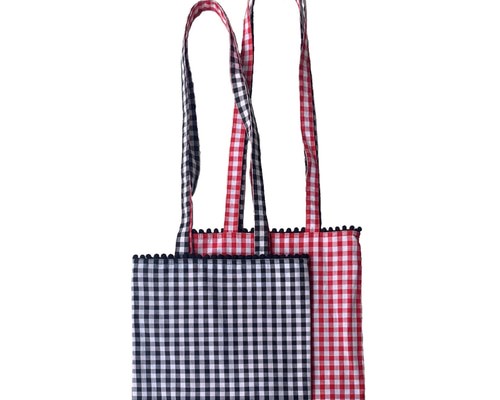 REVERSIBLE MINI TOTE ( BLK × RED ) 001-1 トートバッグ RiRi gingham