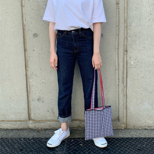 REVERSIBLE MINI TOTE ( BLK × RED ) 001-1 トートバッグ RiRi gingham