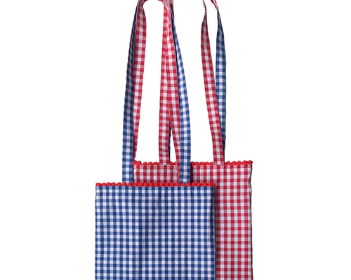 REVERSIBLE MINI TOTE ( BLU × RED ) 001-2 トートバッグ RiRi gingham