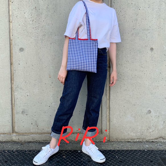 REVERSIBLE MINI TOTE ( BLU × RED ) 2枚目の画像