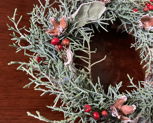 赤い実のリース＊ドライフラワーリース＊クリスマスリース