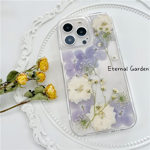 初売り 押し花スマホケース アネモネガーデン iPhone11Pro 痛ましい