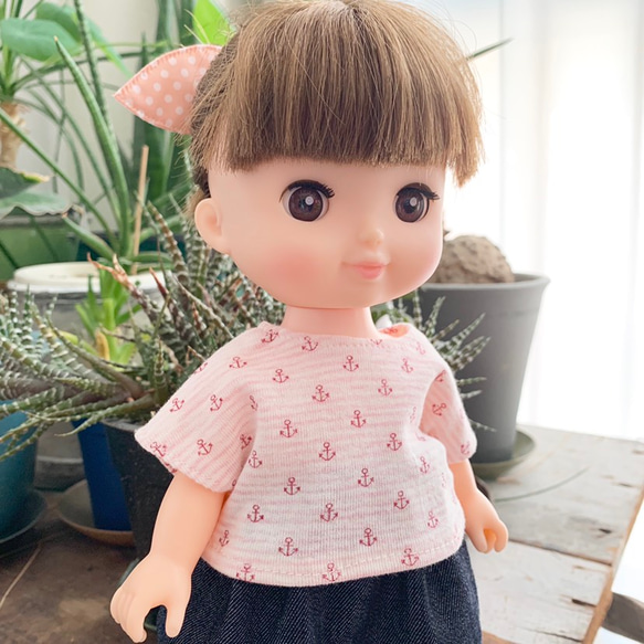 レミンソラン マリンボーダーTシャツ ピンク 服 26cmドール 1枚目の画像